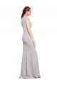 Cheap Sleeveless Boat Neck Stretch Crepe Dark Navy Long Formal Dress Canada