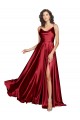 Cheap Sleeveless Cowl Neck Silky Satin Burgundy Long Black Tie Formal Dresses Canada