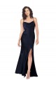 Cheap Sleeveless Cowl Neck Silky Satin Dark Navy Long Black Tie Formal Dress Canada
