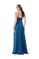 Cheap Sleeveless Cowl Neck Silky Satin Peacock Blue Long Formal Dress Canada