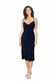 Cheap Sleeveless Cowl Neck Silky Satin Dark Navy Midi Length Formal Dress Canada