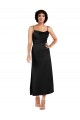 Cheap Sleeveless Cowl Neck Silky Satin Black Tea Length Formal Dress Canada