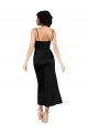 Cheap Sleeveless Cowl Neck Silky Satin Black Tea Length Formal Dress Canada