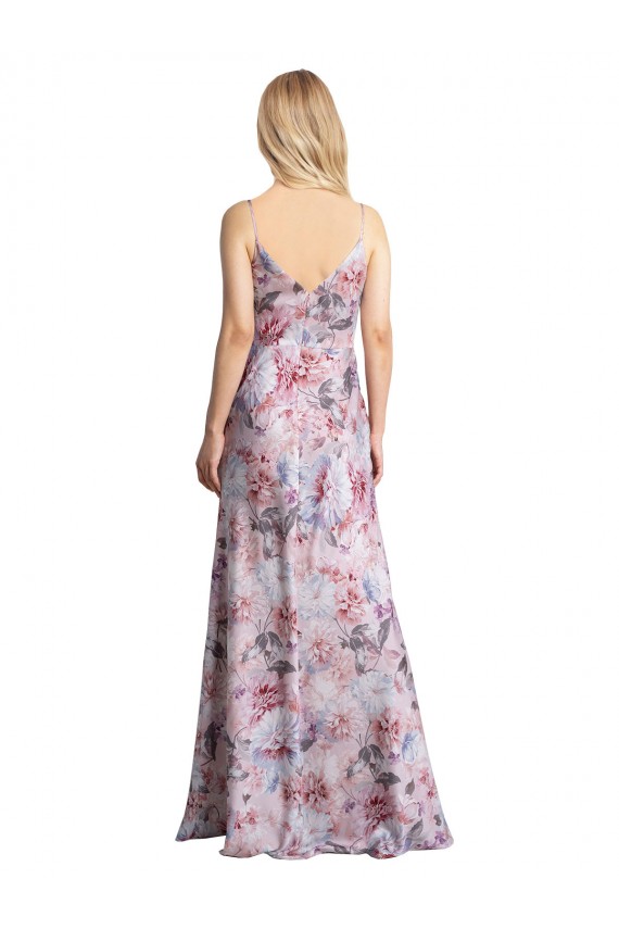 Cheap Sleeveless Cowl Neck Stretch Satin & Floral Long Formal Dress Canada