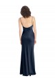 Cheap Sleeveless Cowl Neck Stretch Satin Dark Navy Long Black Tie Formal Dress Canada
