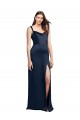 Cheap Sleeveless Cowl Neck Stretch Satin Dark Navy Long Formal Dress Canada