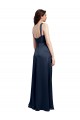 Cheap Sleeveless Cowl Neck Stretch Satin Dark Navy Long Formal Dress Canada