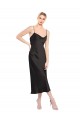 Cheap Sleeveless Cowl Neck Stretch Satin Black Midi Length Formal Dress Canada
