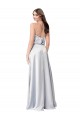 Cheap Sleeveless Halter Neck Silky Satin Fog Long Formal Dress Canada