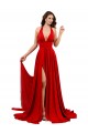 Cheap Sleeveless Halter Neck Spandex Red Long Formal Dress Canada