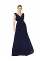 Cheap Sleeveless High Neck Chiffon Dark Navy A-Line Long Formal Dress Canada