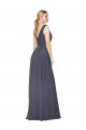 Cheap Sleeveless High Neck Chiffon Dusty Blue Long Formal Dress Canada