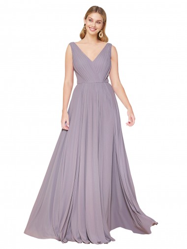 Cheap Sleeveless High Neck Chiffon Dusty Rose Long Formal Dress Canada