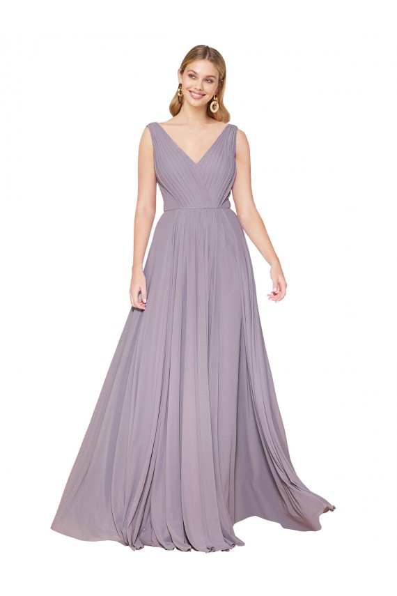 Cheap Sleeveless High Neck Chiffon Dusty Rose Long Formal Dress Canada