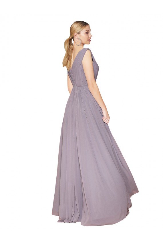 Cheap Sleeveless High Neck Chiffon Dusty Rose Long Formal Dress Canada