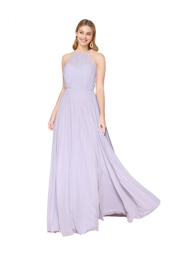Cheap Sleeveless High Neck Chiffon Lilac Long Formal Dress Canada