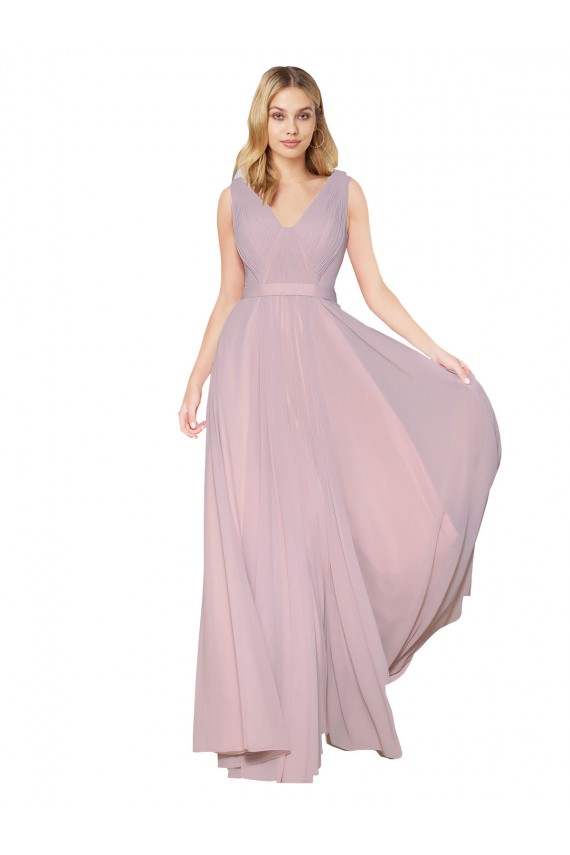 Cheap Sleeveless High Neck Chiffon Primrose Long Formal Dress Canada