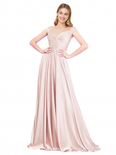 Cheap Sleeveless High Neck Satin Pink Long Formal Dress Canada