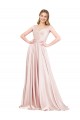Cheap Sleeveless High Neck Satin Pink Long Formal Dress Canada