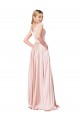 Cheap Sleeveless High Neck Satin Pink Long Formal Dress Canada