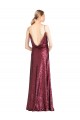 Cheap Sleeveless High Neck Sequin Burgundy Long Formal Dress Canada