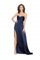 Cheap Sleeveless High Neck Silky Satin Sapphire Long Formal Dress Canada