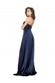 Cheap Sleeveless High Neck Silky Satin Sapphire Long Formal Dress Canada