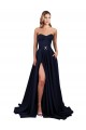 Cheap Sleeveless High Neck Stretch Crepe Dark Navy Long Formal Dress Canada