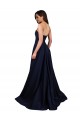 Cheap Sleeveless High Neck Stretch Crepe Dark Navy Long Formal Dress Canada