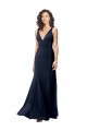 Cheap Sleeveless High Neck Stretch Crepe Dark Navy A-Line Long Formal Dress Canada