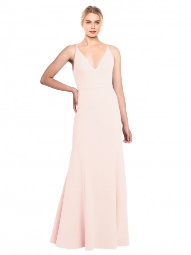 Cheap Sleeveless High Neck Stretch Crepe Pink Long Formal Dress Canada