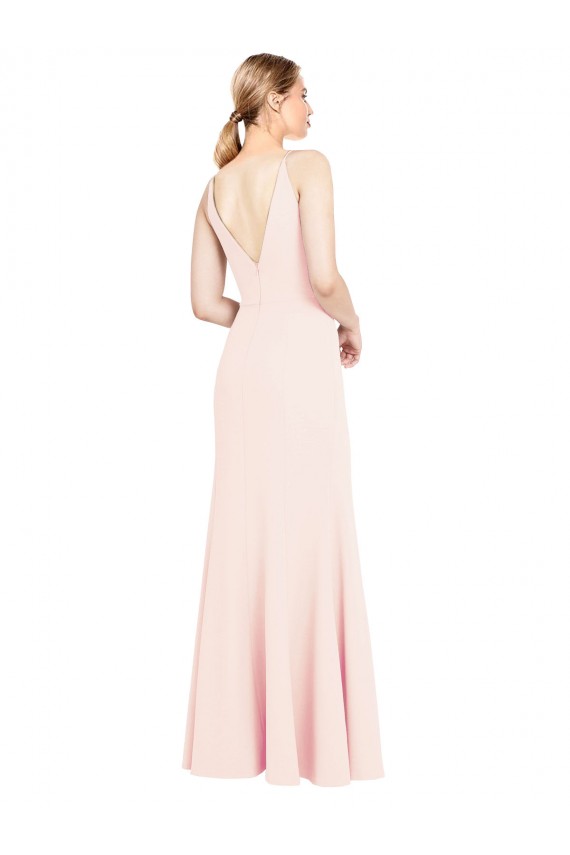 Cheap Sleeveless High Neck Stretch Crepe Pink Long Formal Dress Canada
