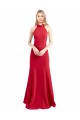 Cheap Sleeveless High Neck Stretch Crepe Red A-Line Long Formal Dress Canada