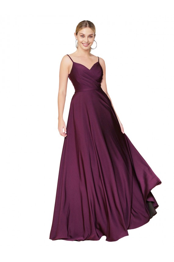Cheap Sleeveless High Neck Stretch Crepe Wild Berry Long Formal Dress Canada