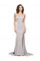 Cheap Sleeveless High Neck Stretch Satin Sweep Train Formal Dress Canada