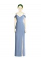 Cheap Cold Shoulder Jewel Chiffon Dusty Blue Long Formal Dress Canada
