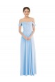 Cheap Sleeveless Off the Shoulder Chiffon Light Sky Blue Long Formal Dress Canada