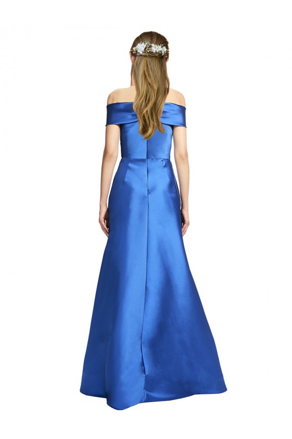 Cheap Sleeveless Off the Shoulder Satin Long Black Tie Formal Dress Canada
