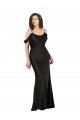 Cheap Sleeveless Off the Shoulder Silky Satin Black Long Formal Dress Canada