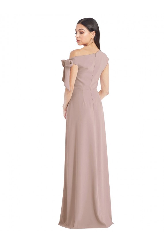 Cheap Sleeveless Off the Shoulder Stretch Crepe Dusty Pink Long Formal Dress Canada
