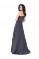 Cheap Sleeveless One Shoulder Satin Slate Grey Long Formal Dress Canada