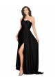 Cheap Sleeveless One Shoulder Silky Satin Black Long Black Tie Formal Dress Canada