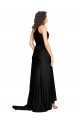 Cheap Sleeveless One Shoulder Silky Satin Black Long Black Tie Formal Dress Canada