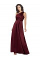 Cheap Sleeveless One Shoulder Silky Satin Burgundy Long Formal Dress Canada