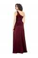 Cheap Sleeveless One Shoulder Silky Satin Burgundy Long Formal Dress Canada