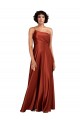 Cheap Sleeveless One Shoulder Silky Satin Burnt Orange Long Black Tie Formal Dress Canada