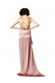 Cheap Sleeveless One Shoulder Silky Satin Dusty Pink Long Formal Dress Canada