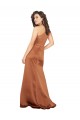 Cheap Sleeveless One Shoulder Silky Satin Orange Long Formal Dress Canada