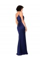 Cheap Sleeveless One Shoulder Silky Satin Sapphire Long Black Tie Formal Dress Canada