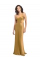 Cheap Sleeveless One Shoulder Stretch Satin Gold Long Formal Dress Canada